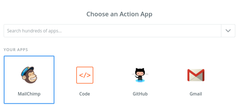 Select MailChimp as the step 3 integration